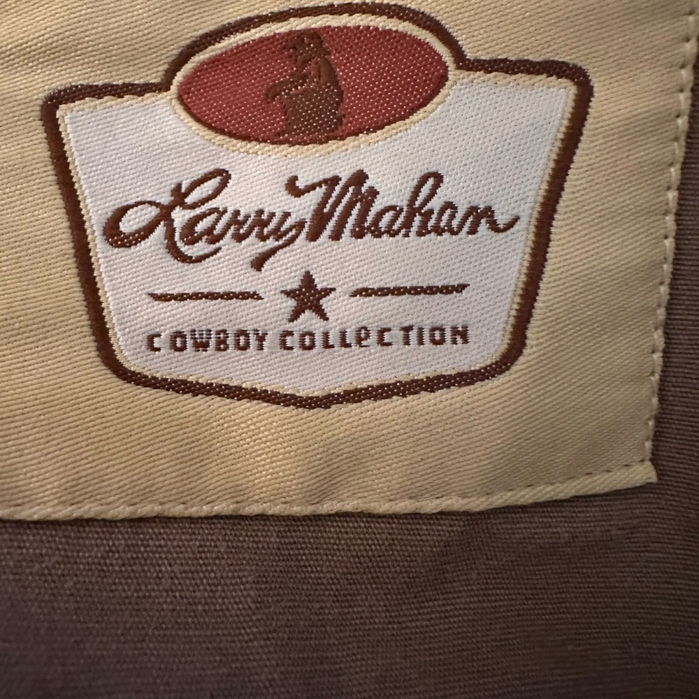 VINTAGE Larry Mahan Western Cowboy Shirt Brown Button-Up Solid Long Sleeve - Picture 4 of 6